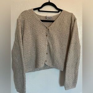 Vintage Cozy Beige Cropped Cardigan Sweater